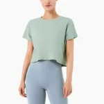 ladies athletic cropped top sport boxy t-shirt factory