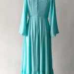 Chiffon Maxi Dress with Flared Sleeves and Ruffled Hem