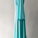Chiffon Maxi Dress with Flared Sleeves and Ruffled Hem