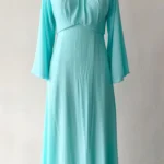 Chiffon Maxi Dress with Flared Sleeves and Ruffled Hem