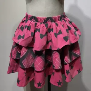Pink Layered Skirt with Unique Patterns