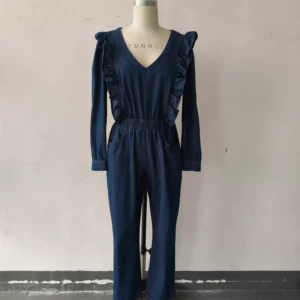 Denim Ruffle Jumpsuit