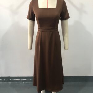 Square Neck Satin Midi Dress