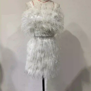 White Feather Elegant Mini Dress