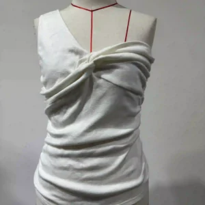 A single-sided off-the-shoulder, knotted design top